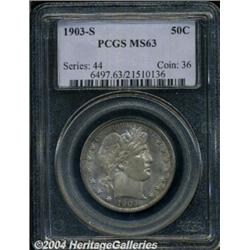 1903-S 50C MS63 PCGS. Dusky apricot and aqua