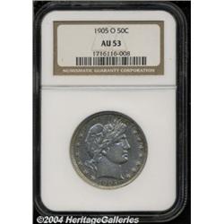 1905-O 50C AU53 NGC. Both sides are a bright