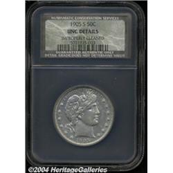 1905-S 50C Unc Details, Improperly Cleaned,