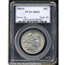 1905-S 50C MS63 PCGS. A shimmering, virtually