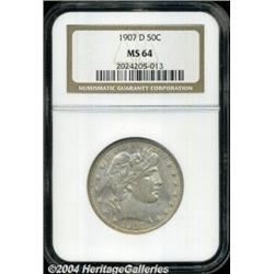 1907-D 50C MS64 NGC. A Choice example with a