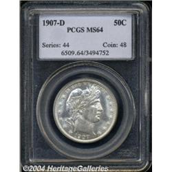 1907-D 50C MS64 PCGS. The deep satin surfaces