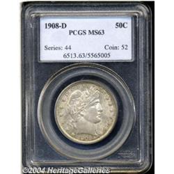 1908-D 50C MS63 PCGS. Light gold-gray toning