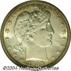 1909-S 50C MS65 NGC. Golden-brown and
