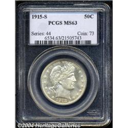 1915-S 50C MS63 PCGS. Lightly toned with good