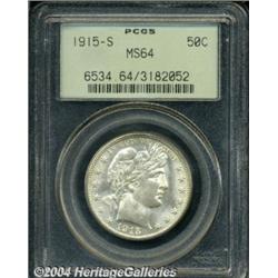 1915-S 50C MS64 PCGS. A white and lustrous