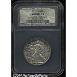1916-D 50C AU Details, Improperly Cleaned,