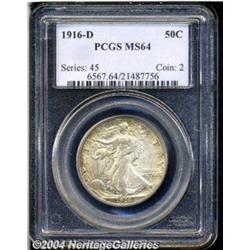 1916-D 50C MS64 PCGS. Mottled russet and