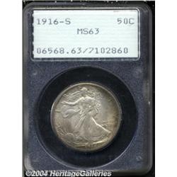1916-S 50C MS63 PCGS. Splendid russet and