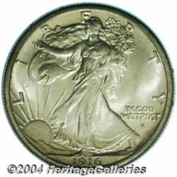 1916-S 50C MS64 PCGS. Apricot and steel-blue