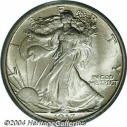 1917-S 50C Obverse MS65 PCGS. The difficulty