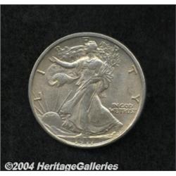 1917-S 50C Reverse AU58 Uncertified. A satiny