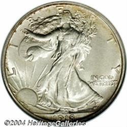 1918-S 50C MS65 NGC. A delightfully preserved