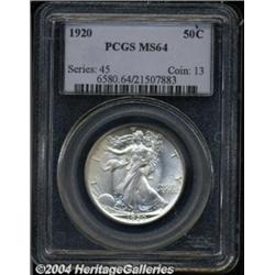 1920 50C MS64 PCGS. Effervescent luster