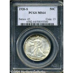 1920-S 50C MS64 PCGS. Though readily available