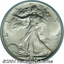 1921 50C AU58 PCGS. Light silver-gray color.