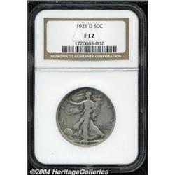 1921-D 50C Fine 12 NGC. Wisps of tan and