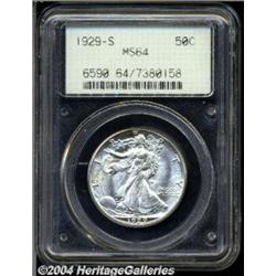 1929-S 50C MS64 PCGS. Highly lustrous with