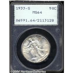 1933-S 50C MS64 PCGS. Wisps of tan patina