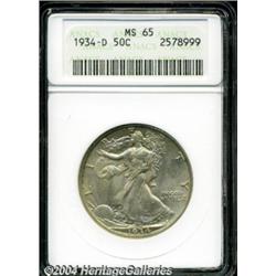 1934-D 50C MS65 ANACS. A well struck piece