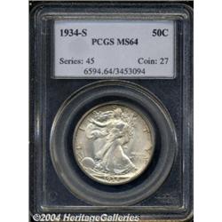 1934-S 50C MS64 PCGS. Well struck with satiny,