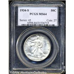 1934-S 50C MS64 PCGS. A brilliant and lustrous