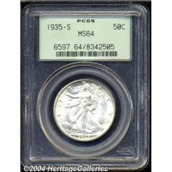 1935-S 50C MS64 PCGS. A bright, highly