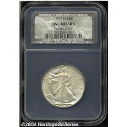 1937-D 50C MS60 Details, PVC Damage NCS. The