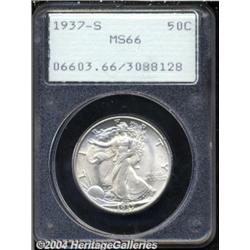 1937-S 50C MS66 PCGS. A lustrous and crisply