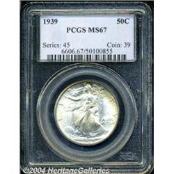 1939 50C MS67 PCGS. A crescent of soft,