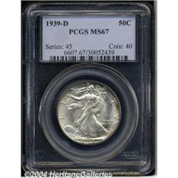 1939-D 50C MS67 PCGS. Sharply struck, with