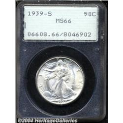 1939-S 50C MS66 PCGS. Pastel silver-gray and