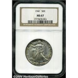 1941 50C MS67 NGC. Splendid orange, rose, and