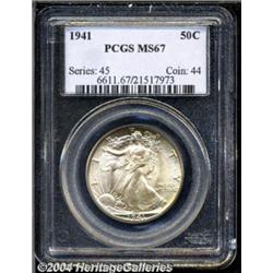 1941 50C MS67 PCGS. Well struck with satiny