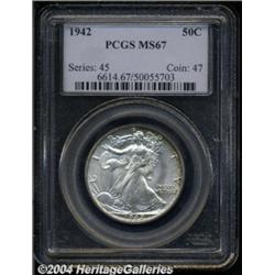 1942 50C MS67 PCGS. Fully struck with even,