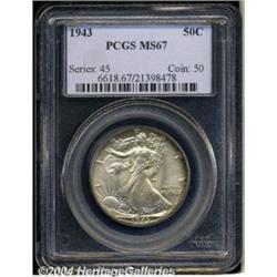 1943 50C MS67 PCGS. A suitably defined example