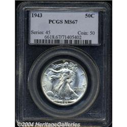 1943 50C MS67 PCGS. Boldly struck and fully