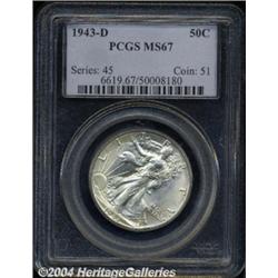1943-D 50C MS67 PCGS. Well struck with glowing