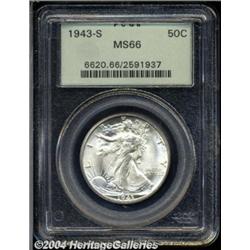 1943-S 50C MS66 PCGS. Large S mintmark. An