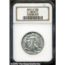 1944-D 50C MS67 NGC. Boldly struck, with very