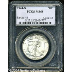1944-S 50C MS65 PCGS. Brilliant and fairly