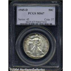 1945-D 50C MS67 PCGS. Boldly struck with minor
