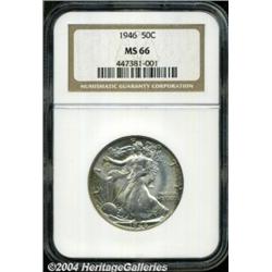 1946 50C MS66 NGC. Areas of lime-gold and