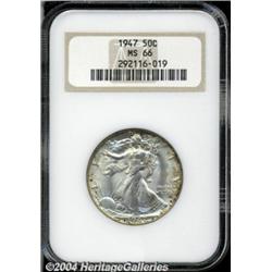 1947 50C MS66 NGC. A naturally toned,