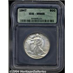 1947 50C MS66 ICG. Well struck, satiny, and