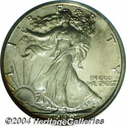 1942 50C PR68 PCGS. Partial arcs of red-gold