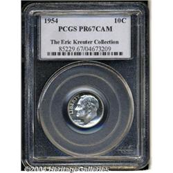 1954 10C PR67 Cameo PCGS. Well struck, with
