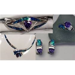 Crushed Opal and Tanzanite Jewelry set