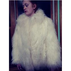 White Tibetan Lamb Jacket with Shawl Collar