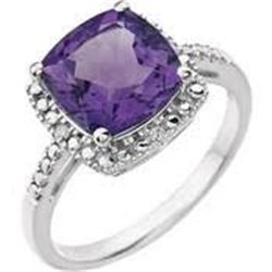 Brazilin Amethyst and Diamond Ring